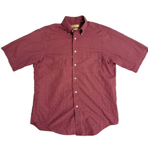 Roundtree & Yorke Gold Label Men’s M Burgundy Check Button Down Cotton Shirt